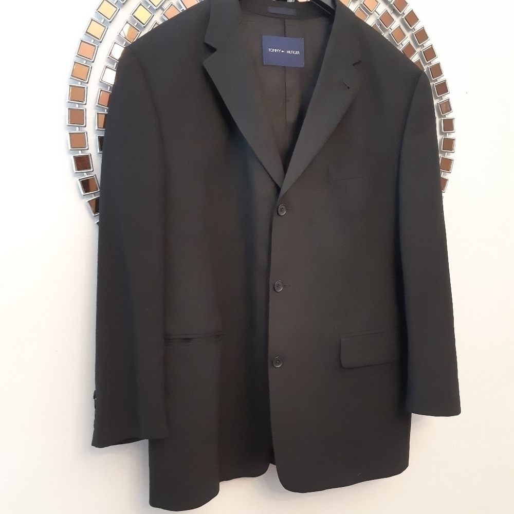 TOMMY Hilfiger pure virgin whool black suit vest blazer 44 regular